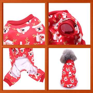 BWOGUE Small Pet Dogs Christmas Costumes Cute Santa Claus Rudolph Reindeer Xmas Pet Clothes for Dog Pajamas Soft Suit Shirts,Large