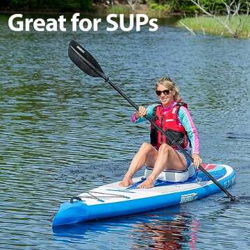 Sea Eagle Deluxe Inflatable Kayak Seat - Extra Back Support for Kayaking, Paddling, Rowing or Fishing with Rear Pocket (White and Blue Deluxe Inflatable Seat)