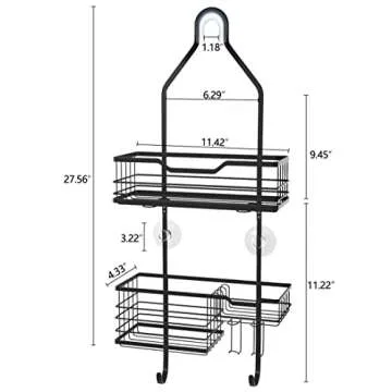 HBlife Shower Caddy over Shower Head, Rustproof Stainless Steel Shower Organizer with Soap Dish and Hooks for Razors Towels Sponge, No Drilling Shower Caddy Hanging for Shower Storage, Black