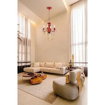 LaLuLa Mini Chandelier Crystal Chandelier Lighting Colorful Chandeliers Small 4 Light Chandelier with Multicolor Acrylic Crystals Pendant Light Fixtures