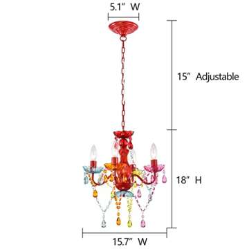 LaLuLa Mini Chandelier Crystal Chandelier Lighting Colorful Chandeliers Small 4 Light Chandelier with Multicolor Acrylic Crystals Pendant Light Fixtures