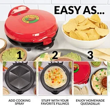 EQM8 Electric Quesadilla Maker with Extra Stuffing Latch
