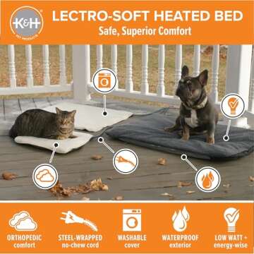 K&H Pet Products Lectro-Soft Orthopedic Outdoor Heated Cat Bed for Outdoor Cat Houses, Safety Listed...