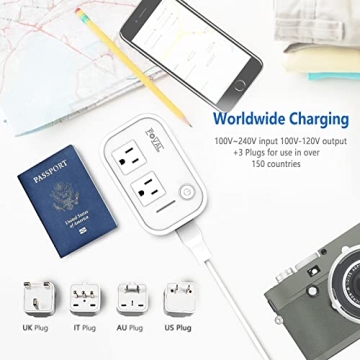 FOVAL Travel Voltage Converter 220V to 110V with USB Charging