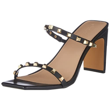 The Drop Women's Avery Square Toe Two Strap High Heeled Sandal - Elegant and Versatile Fashion