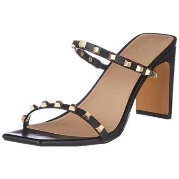 The Drop Women's Avery Square Toe Two Strap High Heeled Sandal - Elegant and Versatile Fashion