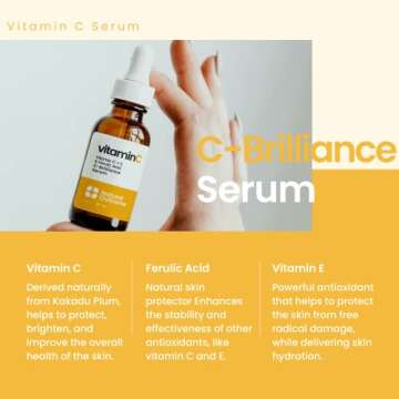 Natural Outcome Vitamin C Serum with Vitamin E & Ferulic Acid | Anti-Aging Radiance Restoring Facial Serum | Powerful Antioxidant Lift Fine lines, Wrinkles, & Sunspots | Firms & Hydrates Skin | 1 Oz