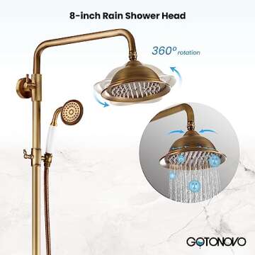 gotonovo Antique Brass Shower System for Luxury Showers
