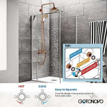 gotonovo Antique Brass Shower System for Luxury Showers