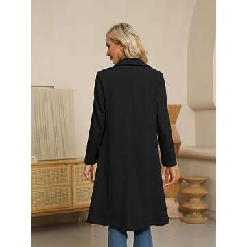 Esobo Long Trench Coat for Women 2023 Winter Double Breasted Pea Coats Fall Casual Notched Collar Wool Blend Overcoat Mid Long Jackets