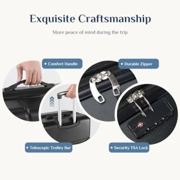 OLIXIS 20-Inch Hardside Luggage with 4 Double Spinner Wheels, Expandable and TSA Lock, Hard Shell Lightweight Roller Suitcase, Black