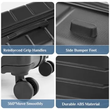 OLIXIS 20-Inch Hardside Luggage with 4 Double Spinner Wheels, Expandable and TSA Lock, Hard Shell Lightweight Roller Suitcase, Black