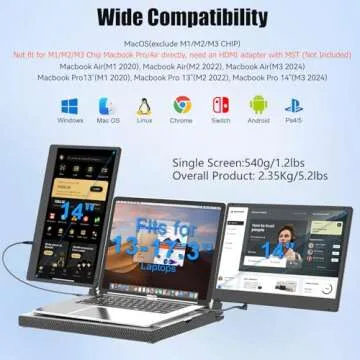 KEFEYA 14'' Triple Monitor Extender Portable Plug & Play