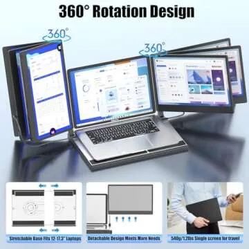 KEFEYA 14'' Triple Monitor Extender Portable Plug & Play
