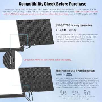 KEFEYA 14'' Triple Monitor Extender Portable Plug & Play