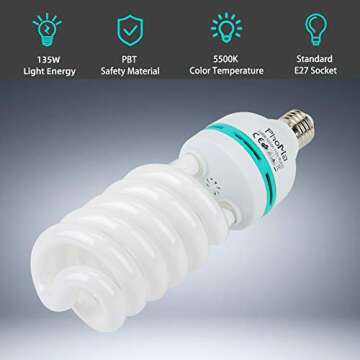 PHOMIA Softbox Lighting Kit 135W 20 x 28 Inch Studio Photography Continuous Light with 82.7-Inch Stand and Reflectors and 135W 5500K E27 Socket Lights for Portrait Item Fashion Photography