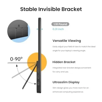 Yxk Portable 14 inch 2.2K QHD USB C HDMI Travel Monitor