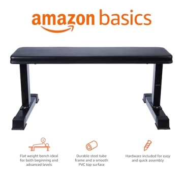 AmazonBasics Flat Weight Bench - Durable Home Gym Equipment