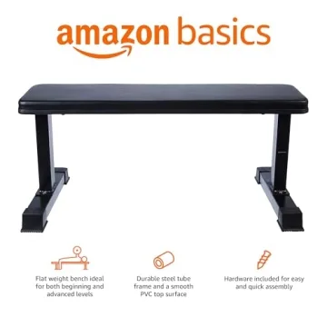 AmazonBasics Flat Weight Bench - Durable Home Gym Equipment