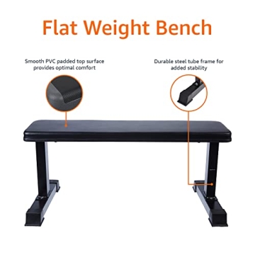 AmazonBasics Flat Weight Bench - Durable Home Gym Equipment