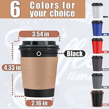Luckypack Disposable Coffee Cups To Go with Travel Lids Sleeves and Straws 100% Biodegradable & Compostable Pla Eco Friendly Paper Coffee Cups 100 Sets of 12 oz