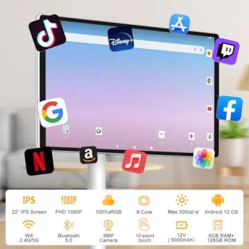 OFD 22 Inch Portable TV on Wheels 1080P,Large Screen Standbyme 6GB RAM+128GB ROM,Android 13 OS,100% ...