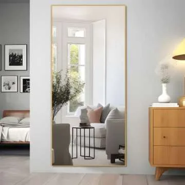 NeuType 69"x32" Large Full Length Mirror Bedroom Mirror Rectangle Wall-Mounted Mirror Hanging or Leaning Against Wall, Golden