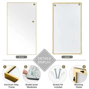 NeuType 69"x32" Large Full Length Mirror Bedroom Mirror Rectangle Wall-Mounted Mirror Hanging or Leaning Against Wall, Golden