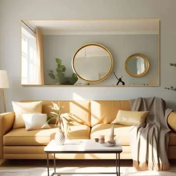 NeuType 69"x32" Large Full Length Mirror Bedroom Mirror Rectangle Wall-Mounted Mirror Hanging or Leaning Against Wall, Golden