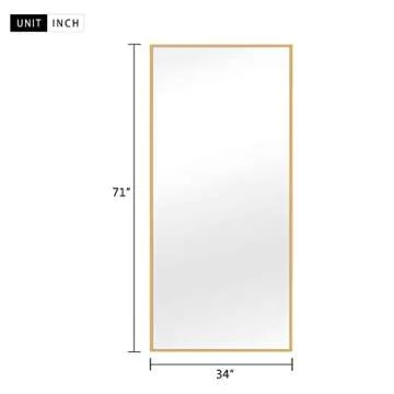 NeuType 69"x32" Large Full Length Mirror Bedroom Mirror Rectangle Wall-Mounted Mirror Hanging or Leaning Against Wall, Golden