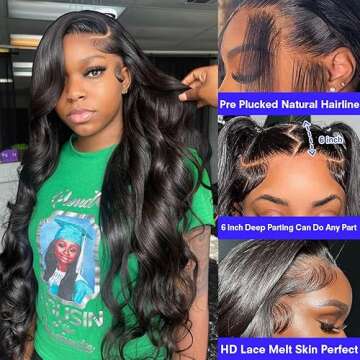 30 Inch 13x6 Lace Front Wigs Human Hair 200% Density Body Wave Lace Front Wigs Human Hair Pre Plucke...