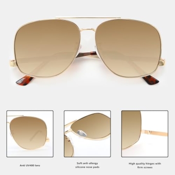 GUVIVI Oversized Aviator Sunglasses for All