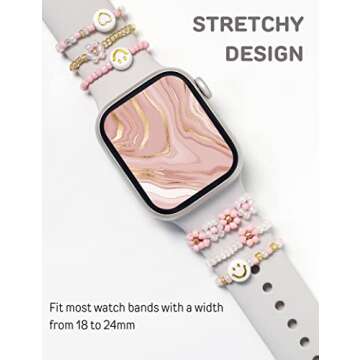 Heesch Watch Band Charms Compatible with Apple Watch Charms for Band Women Beads Decorative Ring Loo...