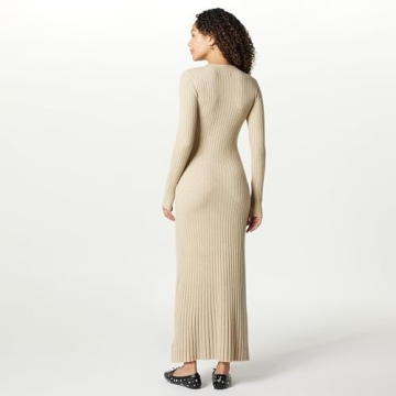 The Drop Women’s Ashlyn Ribbed Maxi Dress in Taupe Heather