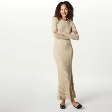 The Drop Women’s Ashlyn Ribbed Maxi Dress in Taupe Heather