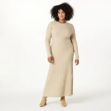The Drop Women’s Ashlyn Ribbed Maxi Dress in Taupe Heather