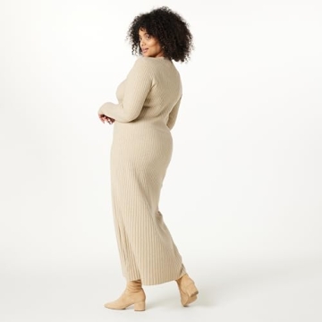 The Drop Women’s Ashlyn Ribbed Maxi Dress in Taupe Heather