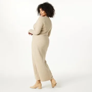 The Drop Women’s Ashlyn Ribbed Maxi Dress in Taupe Heather