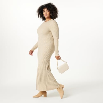The Drop Women’s Ashlyn Ribbed Maxi Dress in Taupe Heather