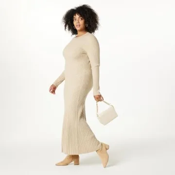 The Drop Women’s Ashlyn Ribbed Maxi Dress in Taupe Heather