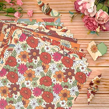 Whaline 12 Designs Retro Floral Pattern Paper for Crafts