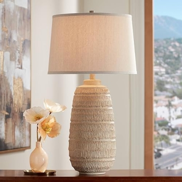360 Lighting Maya 31" Tall Large Farmhouse Rustic Table Lamp with Oatmeal Shade