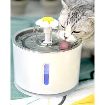 NICREW Cat Water Fountain, Stainless Steel Pet Fountain for Small Dog, Cat Drinking Fountain with 2 Replacement Sponges