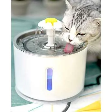 NICREW Cat Water Fountain, Stainless Steel Pet Fountain for Small Dog, Cat Drinking Fountain with 2 Replacement Sponges