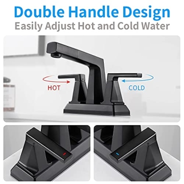 HANLIAN Matte Black Bathroom Sink Faucet with Pull Out Sprayer