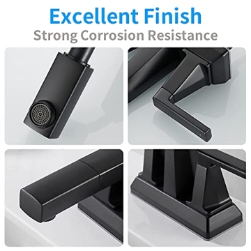 HANLIAN Matte Black Bathroom Sink Faucet with Pull Out Sprayer