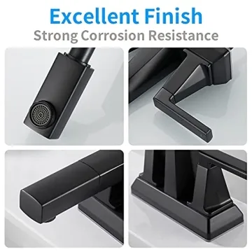HANLIAN Matte Black Bathroom Sink Faucet with Pull Out Sprayer
