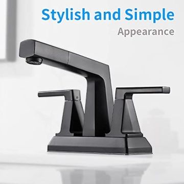 HANLIAN Matte Black Bathroom Sink Faucet with Pull Out Sprayer