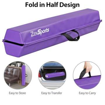 ZENY 6ft Folding Gymnastics Balance Beam Foam Floor Balance Beam Bar with Anti-slip Base Walking Bea...