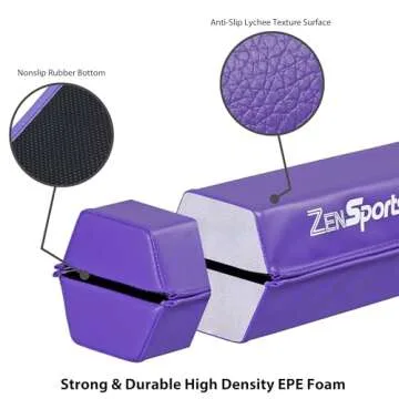 ZENY 6ft Folding Gymnastics Balance Beam Foam Floor Balance Beam Bar with Anti-slip Base Walking Beams Home Gymnastics Equipment for Kids Adults (Purple)